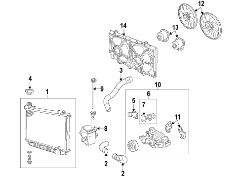 2013 Chevrolet Caprice Cooling System, Radiator, Water Pump, Cooling Fan Fan Shroud Diagram for 92263226