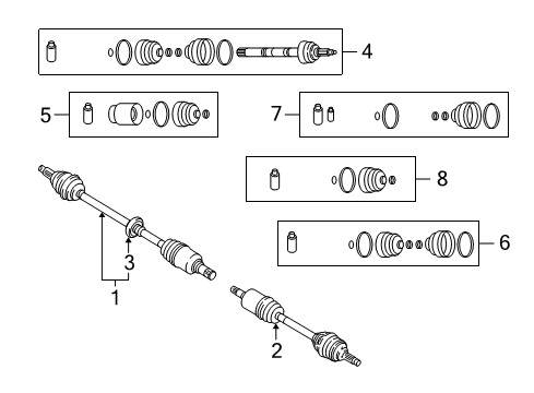 2003 Kia Rio Drive Axles - Front Boot Set Diagram for KK3882253X