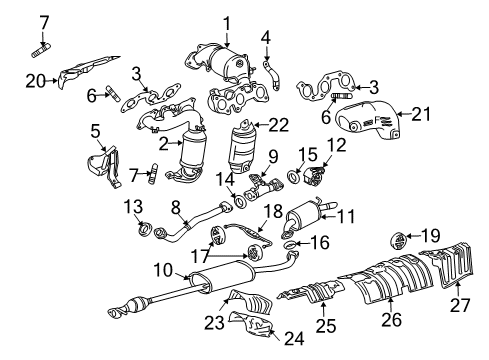 2006 Toyota Highlander Exhaust Components Muffler & Pipe Diagram for 17420-20350