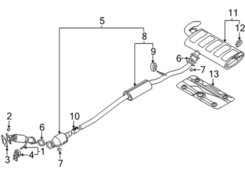 2022 Hyundai Tucson Exhaust Components MUFFLER ASSY-FRONT Diagram for 28610-CW330