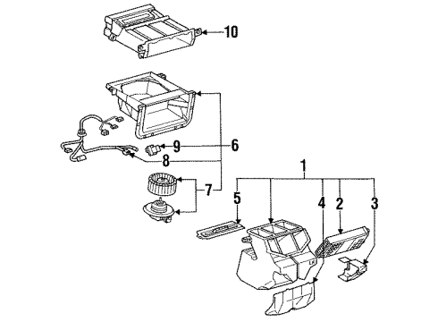 1995 Toyota Previa Heater Core & Control Valve Unit Sub-Assy, Heater Radiator Diagram for 87107-28130