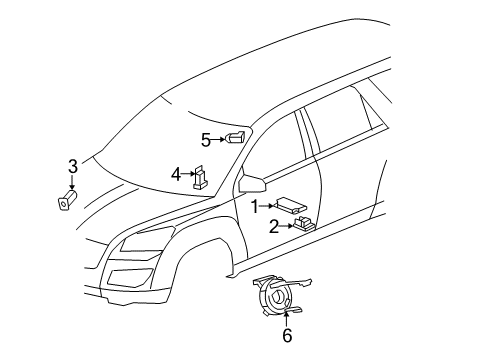 2009 Buick Enclave Air Bag Components Driver Air Bag Diagram for 23165547