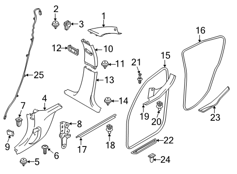 2019 BMW 330i GT xDrive Interior Trim - Pillars, Rocker & Floor Cover, Column A Left Diagram for 51438056881