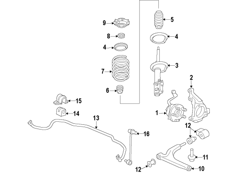 2013 Buick Verano Front Suspension Components, Lower Control Arm, Stabilizer Bar Front Suspension Strut Assembly Diagram for 23483692