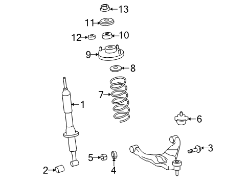 2012 Toyota FJ Cruiser Struts & Components - Front Front Spring Bumper Diagram for 48304-60120