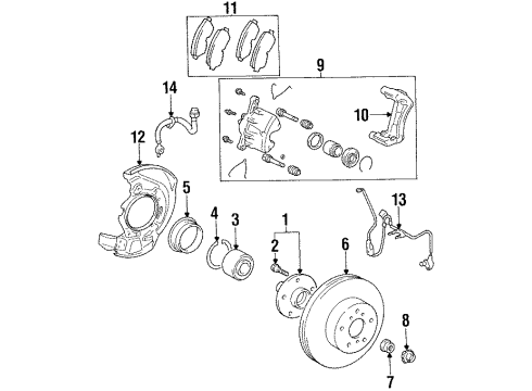 1998 Toyota Avalon Brake Components Rear Pads Diagram for 04466-07020
