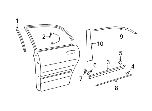 2004 Hyundai Sonata Exterior Trim - Rear Door Screw-Tapping Diagram for 12431-03161