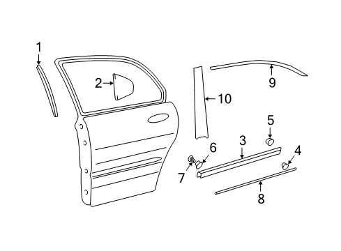 2002 Hyundai Sonata Exterior Trim - Rear Door Clip -Waist Line Moulding Mounting Diagram for 87756-3D000