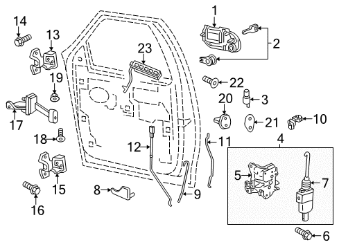 2014 Lincoln Navigator Front Door Cylinder Rod Diagram for 2L1Z-7822135-AA