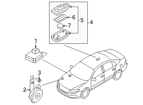 2009 Kia Optima Keyless Entry Components Control Module-Automatic TRANSAXLE Key Diagram for 958502G000