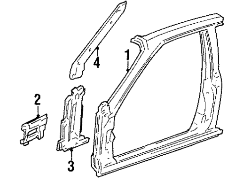 1994 Honda Civic Uniside Pillar, L. FR. (Lower) (Inner) Diagram for 64530-SR3-V51ZZ