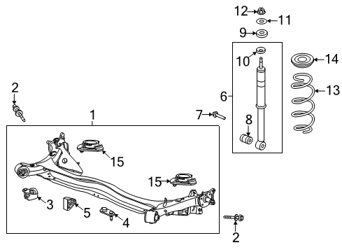 2013 Honda Fit Rear Suspension Beam Assembly, Rear Axle Diagram for 42100-TK6-A02