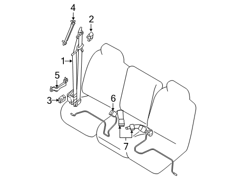 2004 Nissan Titan Seat Belt Tongue Belt Assembly, Pretension Front Right Diagram for 86884-7S080