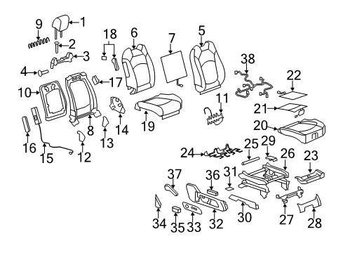 2008 Buick Enclave Passenger Seat Components Occupant Module Diagram for 25954278
