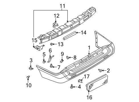 2000 Nissan Pathfinder Rear Bumper Screw-Tap, Tr Hd Type 2 Diagram for 08543-5105A