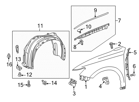 2016 Lexus ES300h Fender & Components Bolt, W/Washer Diagram for 90119-06514