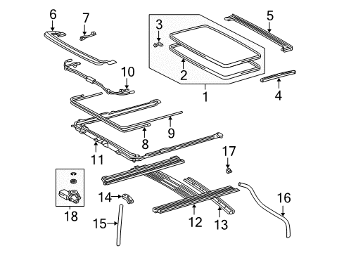 2001 Toyota Avalon Sunroof Sunroof Glass Diagram for 63201-AC010