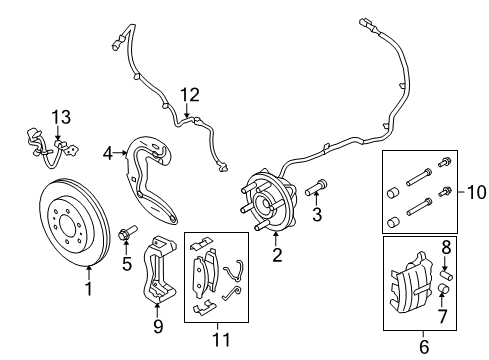 2012 Ford F-150 Brake Components Front Hub Diagram for CL3Z-1104-N