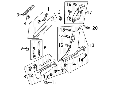 2021 Ford Mustang Mach-E Interior Trim - Pillars Headlamp Housing Bolt Diagram for -W505425-S450B