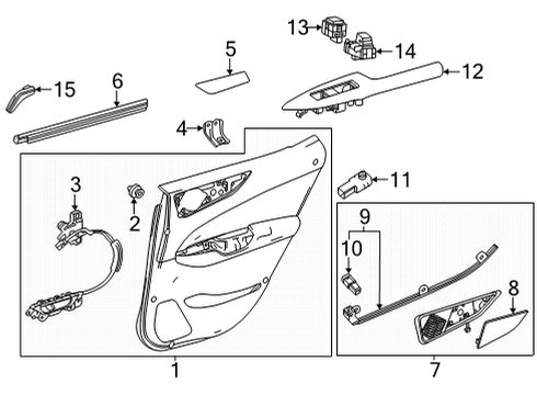 2022 Lexus NX350 Interior Trim - Rear Door ORNAMENT SUB-ASSY, R Diagram for 67708-78060-C3