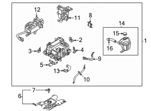 2021 Hyundai Sonata Electrical Components HPCU Tray Diagram for 36603-3DAE0