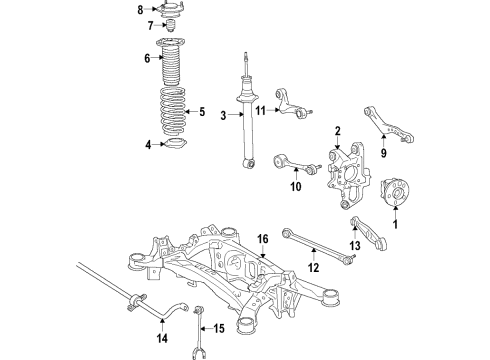 2019 Lexus LC500 Rear Suspension Components, Lower Control Arm, Upper Control Arm, Ride Control, Stabilizer Bar Rear Spring Bumper, No.1 Diagram for 48341-11050