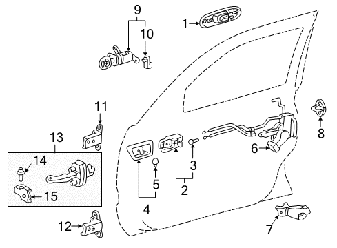 2003 Lexus LX470 Front Door - Lock & Hardware Front Door Outside Handle Assembly, Right Diagram for 69210-60071-J1