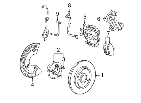 2008 Mercury Sable Rear Brakes Splash Shield Diagram for 5F9Z-2C029-BA