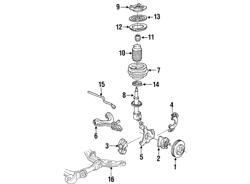 1996 Buick Park Avenue Front Suspension Components, Lower Control Arm, Stabilizer Bar Caliper Asm, Front Brake (Service) Diagram for 18029937