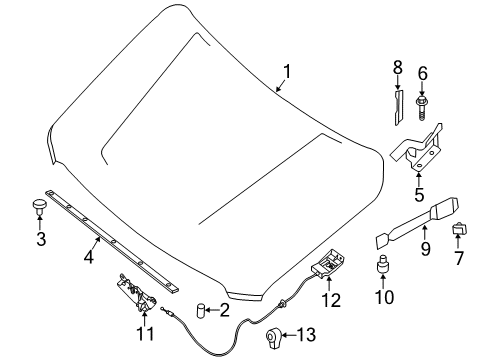 2020 Nissan NV1500 Hood & Components Cable Hood Lock Diagram for 65620-1PA0A