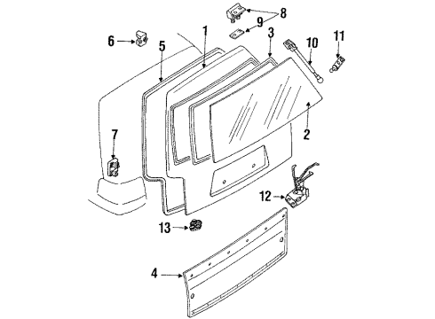 1992 Toyota Corolla Lift Gate Lift Gate Diagram for 67005-13830