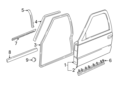 2000 Chevrolet S10 Front Door Weatherstrip Asm-Front Side Door Lower <Use 1C5K Diagram for 15735055