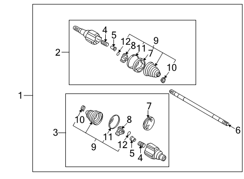 2006 Saturn Relay Drive Axles - Rear Boot Kit, Front Wheel Drive Shaft Tri-Pot Joint Diagram for 26079533