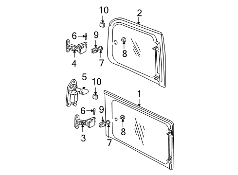 1998 Chevrolet Venture Side Panel - Glass & Hardware Weatherstrip Asm-Rear Side Door Window Diagram for 10353840