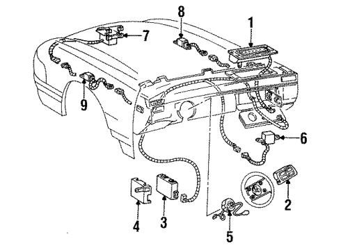 1993 Cadillac Eldorado Air Bag Components Sensor Asm-Inflator Restraint Pass Compartment & Arming Diagram for 16156446