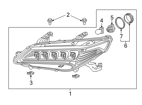 2017 Acura TLX Headlamps Headlight Assembly Driver Side Led Diagram for 33150-TZ3-A01