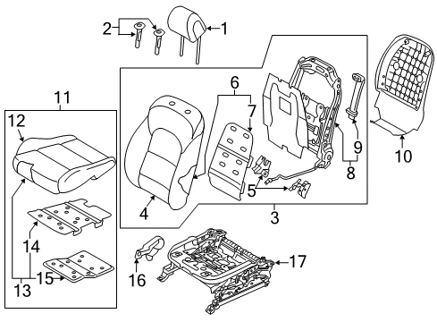 2021 Hyundai Tucson Driver Seat Components Guide Assembly-Headrest Without Lever Diagram for 88722-D3000-TGG