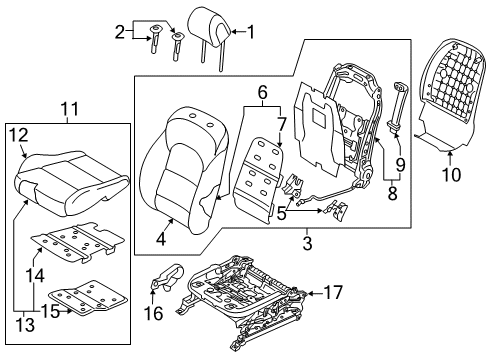 2021 Hyundai Tucson Driver Seat Components Cover-Front Cushion Inside, LH Diagram for 88011-D3000-TRY