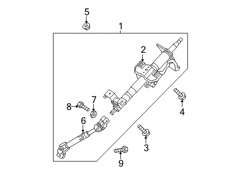 2005 Kia Spectra Steering Column & Wheel, Steering Gear & Linkage Column & Shaft Assembly Diagram for 563002F100