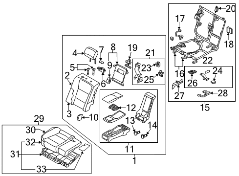 2015 Hyundai Equus Rear Seat Components Rear Seat Cushion Covering, Right Diagram for 89265-3N550-NVN