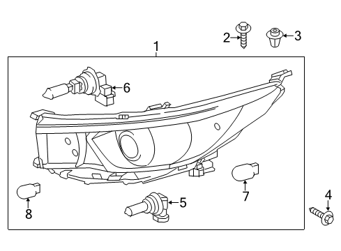 2019 Toyota Highlander Headlamps Headlamp Assembly Diagram for 81150-0E560