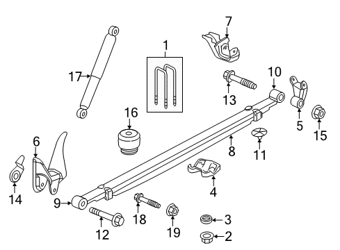 2018 GMC Sierra 2500 HD Rear Suspension Components, Stabilizer Bar U-Bolt Diagram for 11610960