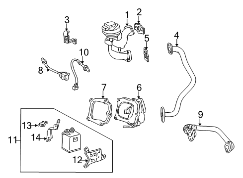 1998 Toyota Camry Emission Components EGR Cooler Diagram for 25681-20020