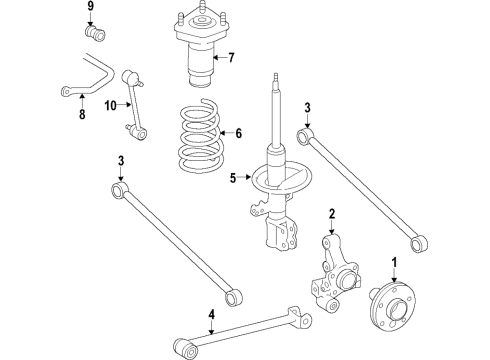 2001 Toyota Camry Rear Suspension Components, Stabilizer Bar Coil Spring Diagram for 48231-33420