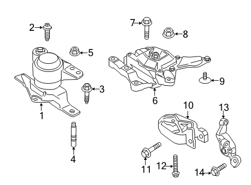 2017 Ford C-Max Engine & Trans Mounting Upper Transmission Mount Nut Diagram for -W520214-S904
