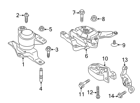 2017 Ford C-Max Engine & Trans Mounting Upper Transmission Mount Diagram for FV6Z-6068-D