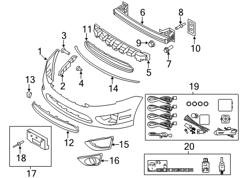 2011 Ford Fusion Front Bumper Absorber Diagram for AE5Z-17C882-A