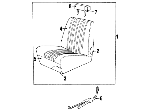 1988 GMC K2500 Front Seat Components Cushion Asm, Front Seat Cushion W/Frame Diagram for 15665294