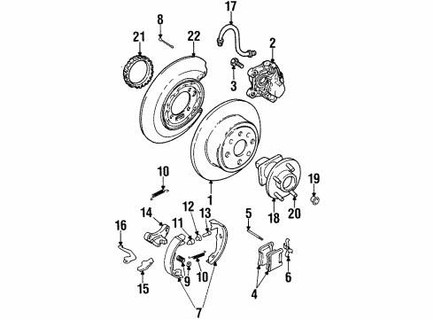 2000 Cadillac Catera Anti-Lock Brakes Rear Brake Rotor Kit Diagram for 93182292