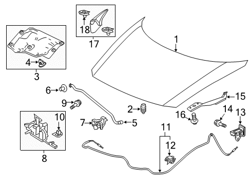 2015 Honda CR-Z Hood & Components Lock Assembly, Hood (Security Switch) Diagram for 74120-SZT-G11